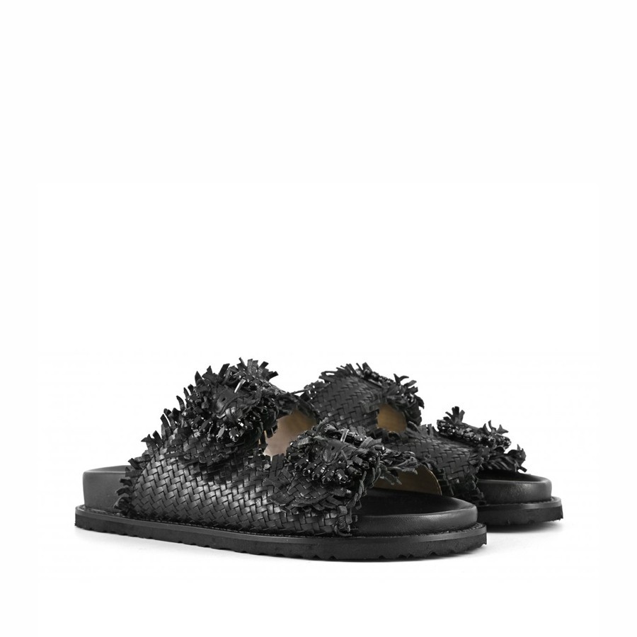 Coral Blue Birkenstock Slide Double Band Jewel Black