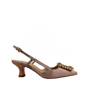 Roberto Festa chanel in satin with cipria jewel