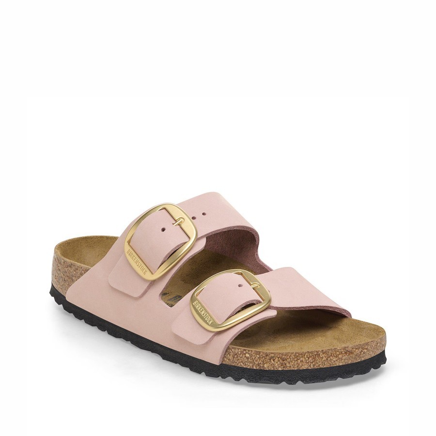 Birkenstock Arizona Women's Sandal, Big Buckle, Nubuck Leather, Soft Pink
