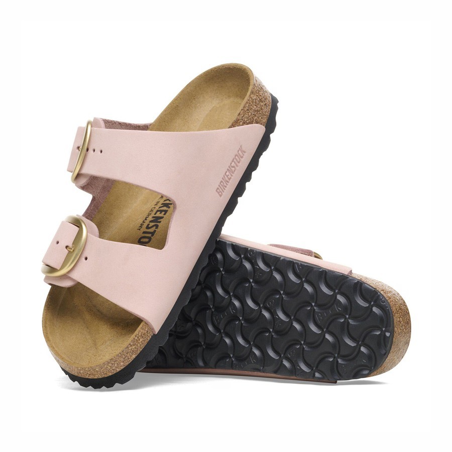 Birkenstock Arizona Women's Sandal, Big Buckle, Nubuck Leather, Soft Pink