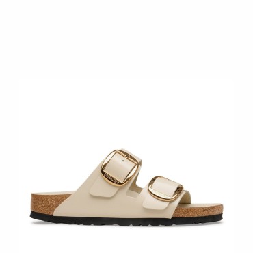 Birkenstock sandalo donna Arizona Big Buckle naturale vernice High-Shine Oyster