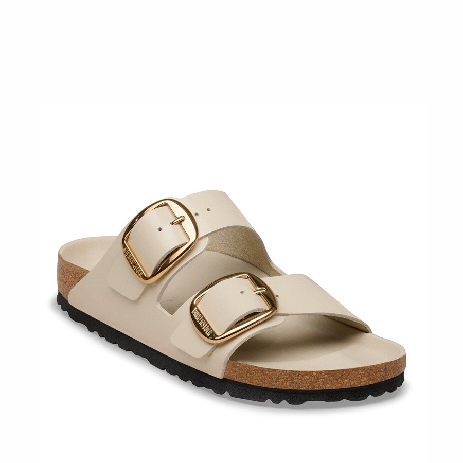 Birkenstock Arizona Big Buckle Women's Sandal in Natural Patent High-Shine Oyster