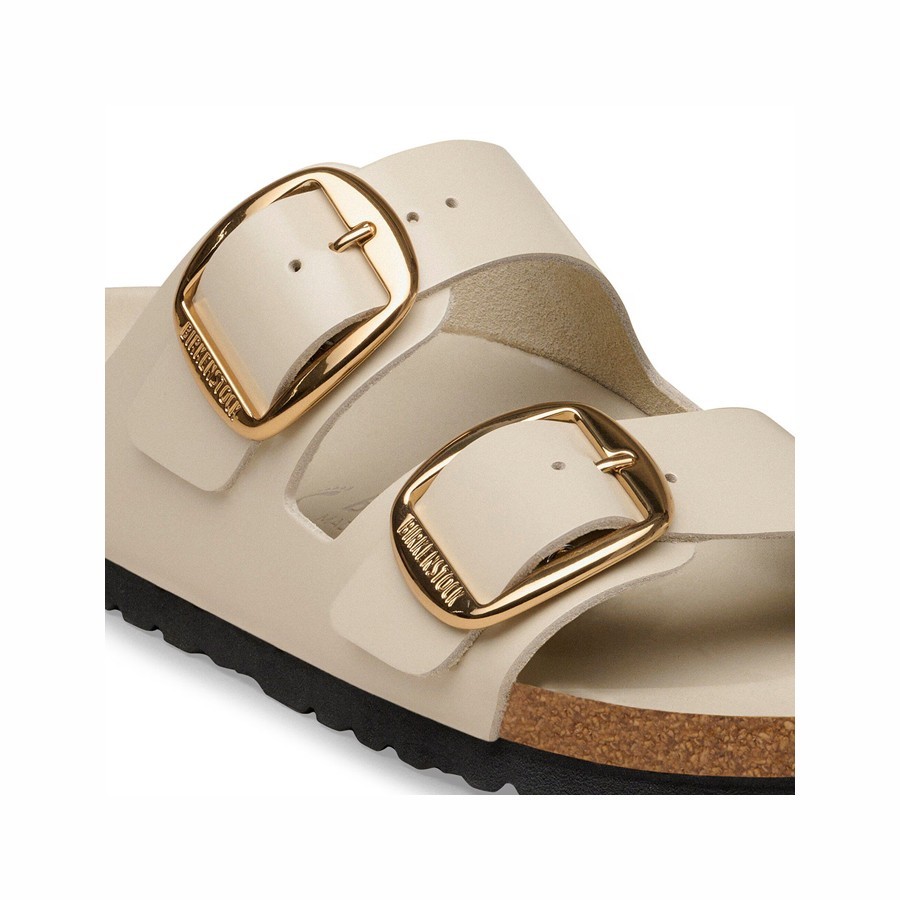 Birkenstock sandalo donna Arizona Big Buckle naturale vernice High-Shine Oyster