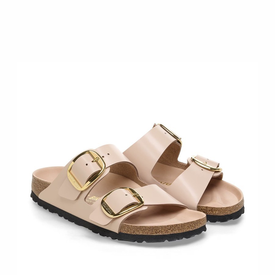 Birkenstock Arizona Women's Sandal Big Buckle Natural Patent High-Shine New Beige