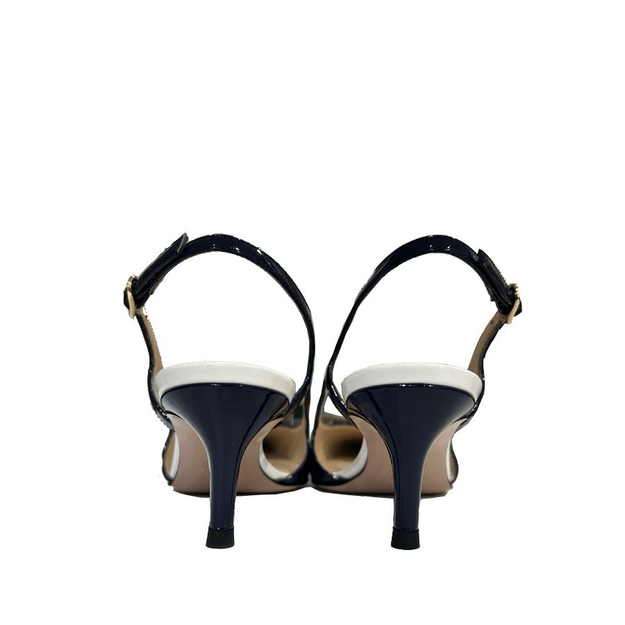 Roberto Festa Slingback KIMERA  in vernice blu con accessorio quadrato