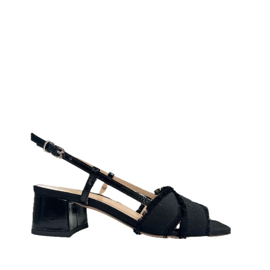 Roberto Festa NOVELLA sandal in black fabric and paint
