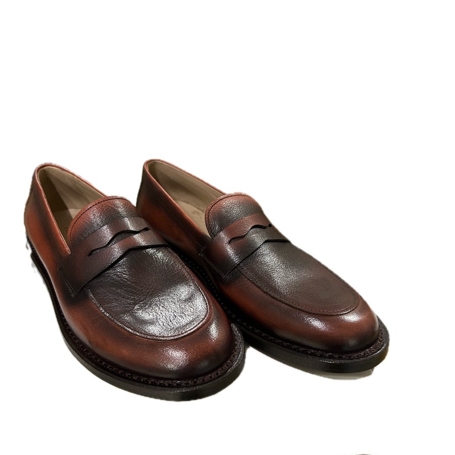 Mocassino uomo PANTANETTI  in pelle con vaschetta amarena