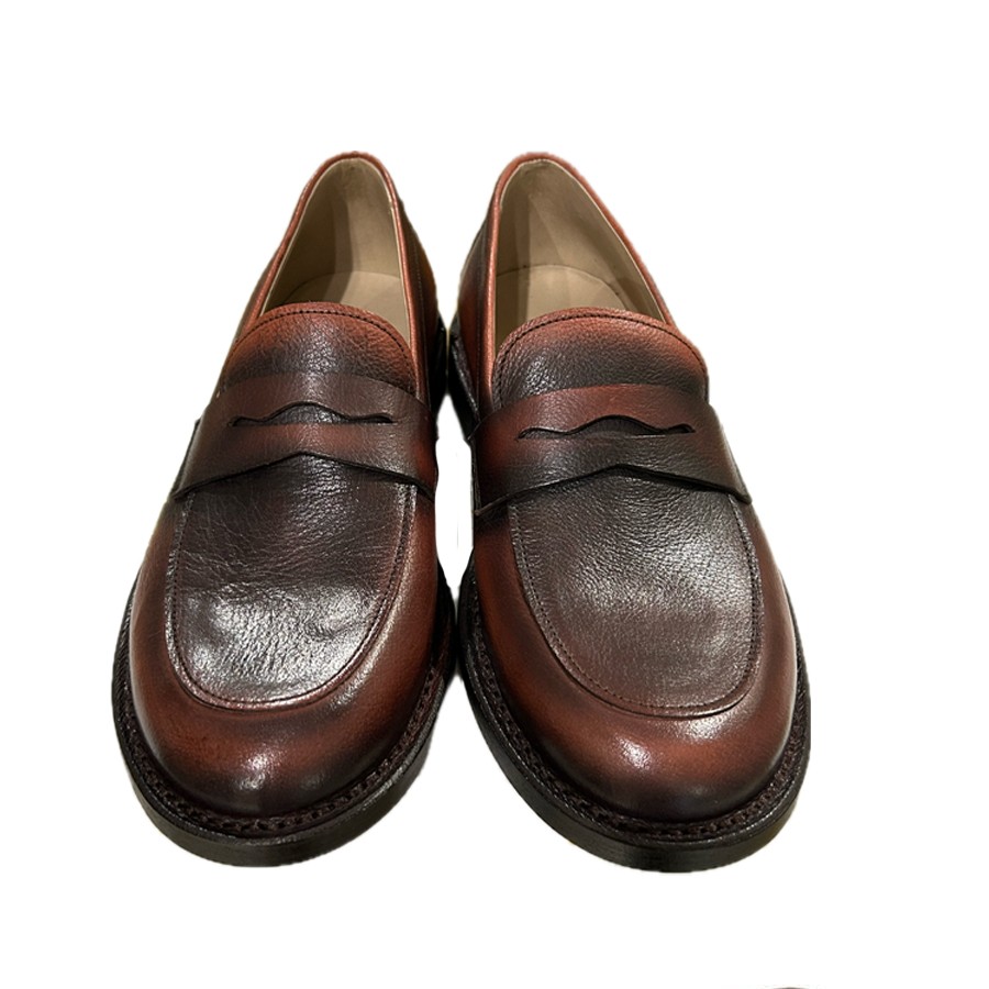 Mocassino uomo PANTANETTI  in pelle con vaschetta amarena