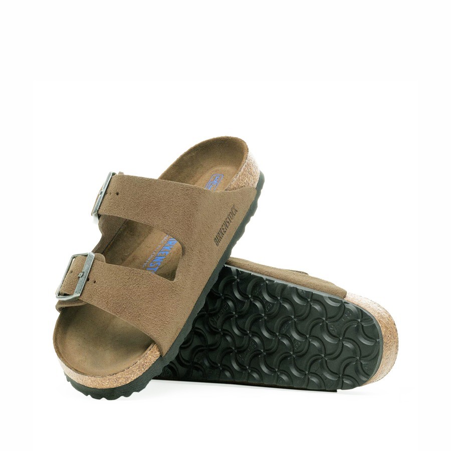 Birkenstock Arizona women's sandal with soft footbed, suede leather, dark tea tonal