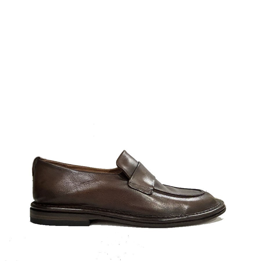 PANTANETTI men brown delavè leather moccasin