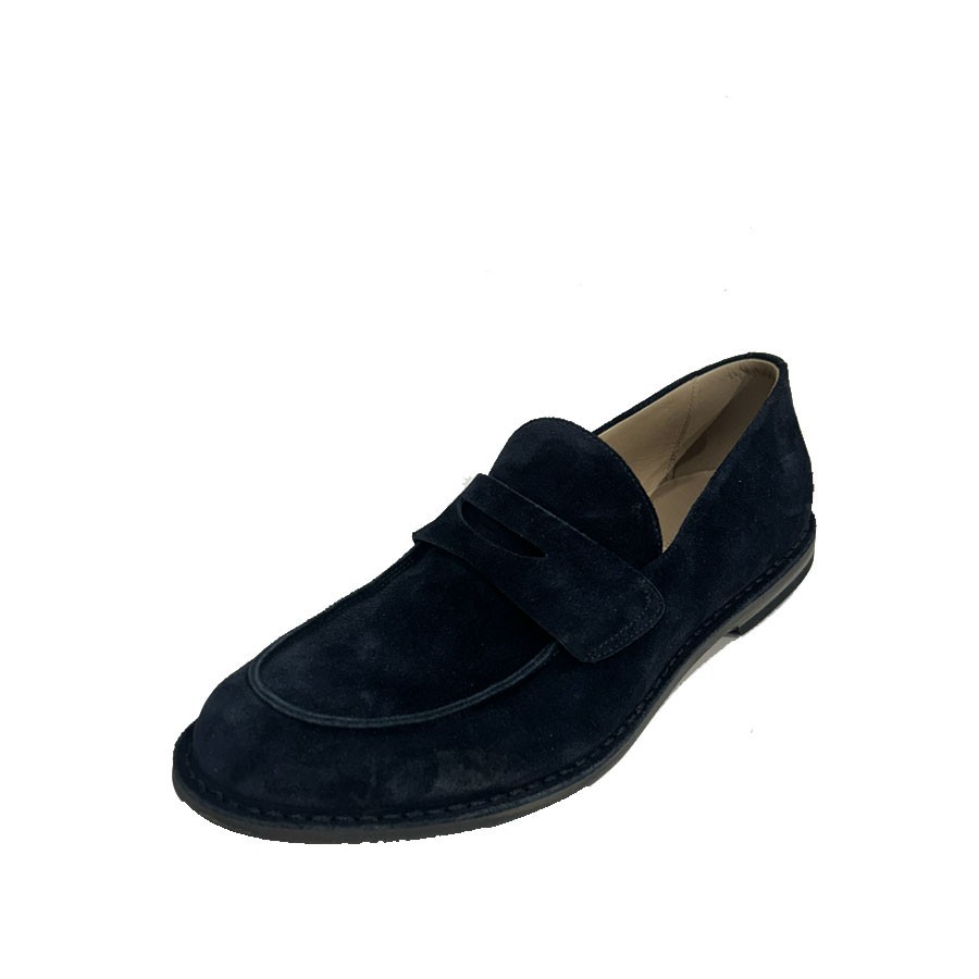 PANTANETTI uomo moccassino in pelle scamosciata delavè blu