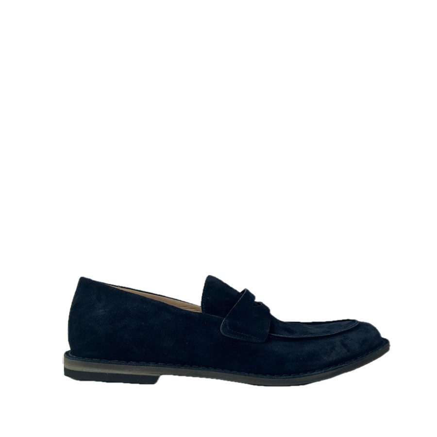PANTANETTI uomo moccassino in pelle scamosciata delavè blu