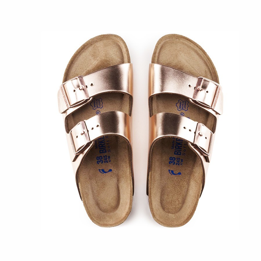 Birkenstock sandalo donna Arizona plantare morbido Pelle naturale Metallic Copper