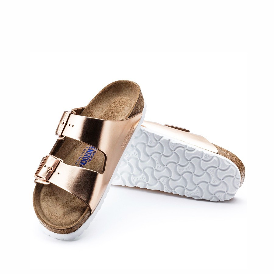 Birkenstock sandalo donna Arizona plantare morbido Pelle naturale Metallic Copper
