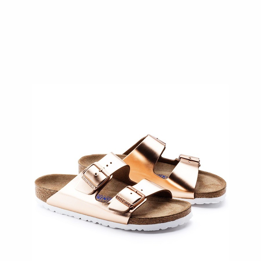 Birkenstock sandalo donna Arizona plantare morbido Pelle naturale Metallic Copper