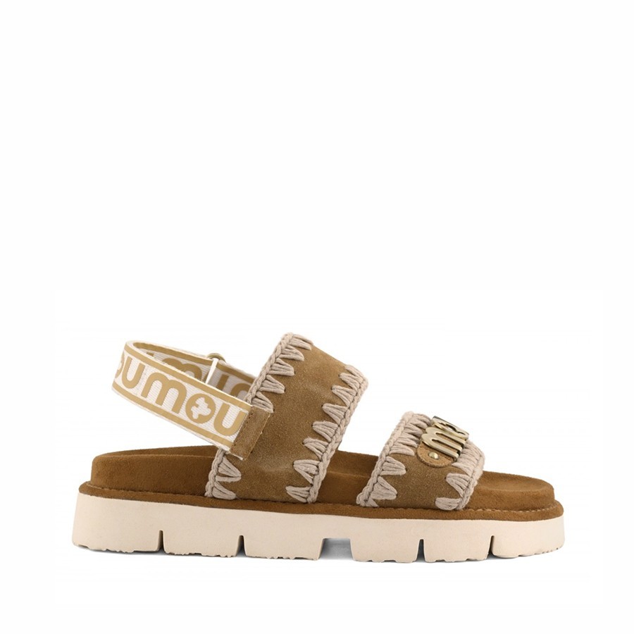Mou  Bio sandal back strape Cognac Antique Gold Buckle