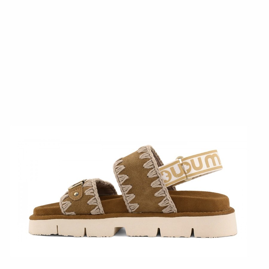 Mou  Bio sandal back strape Cognac Antique Gold Buckle