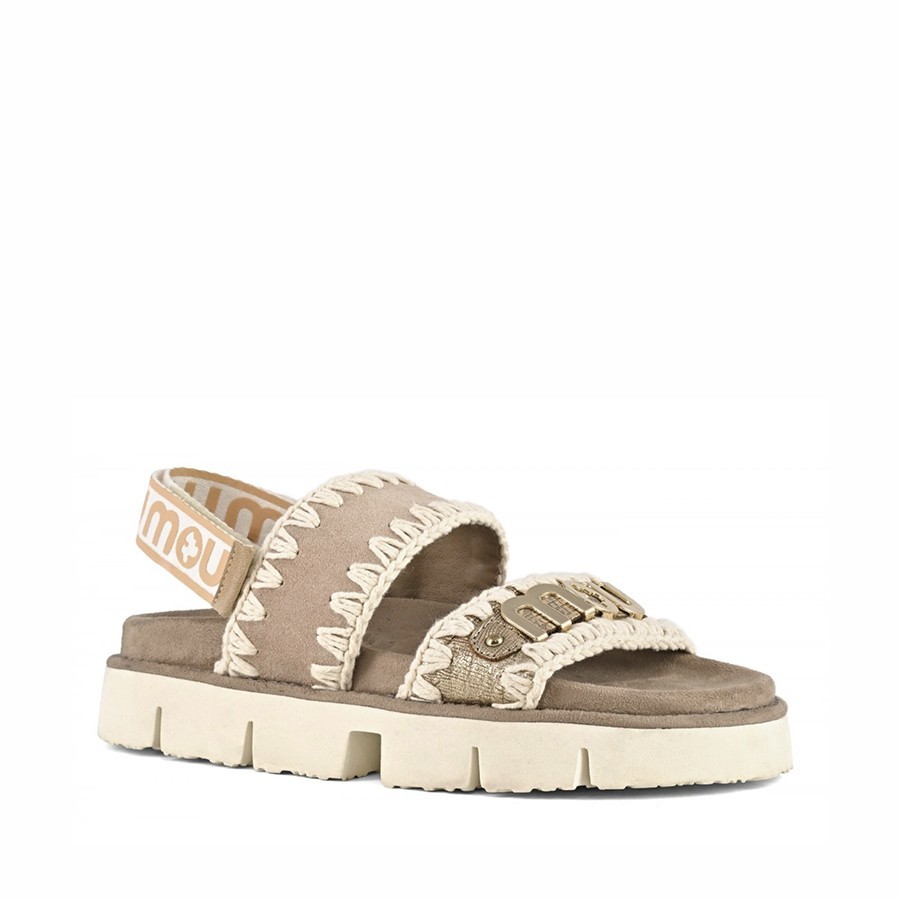Mou  Bio sandal back strap Metallic Lizard Gold