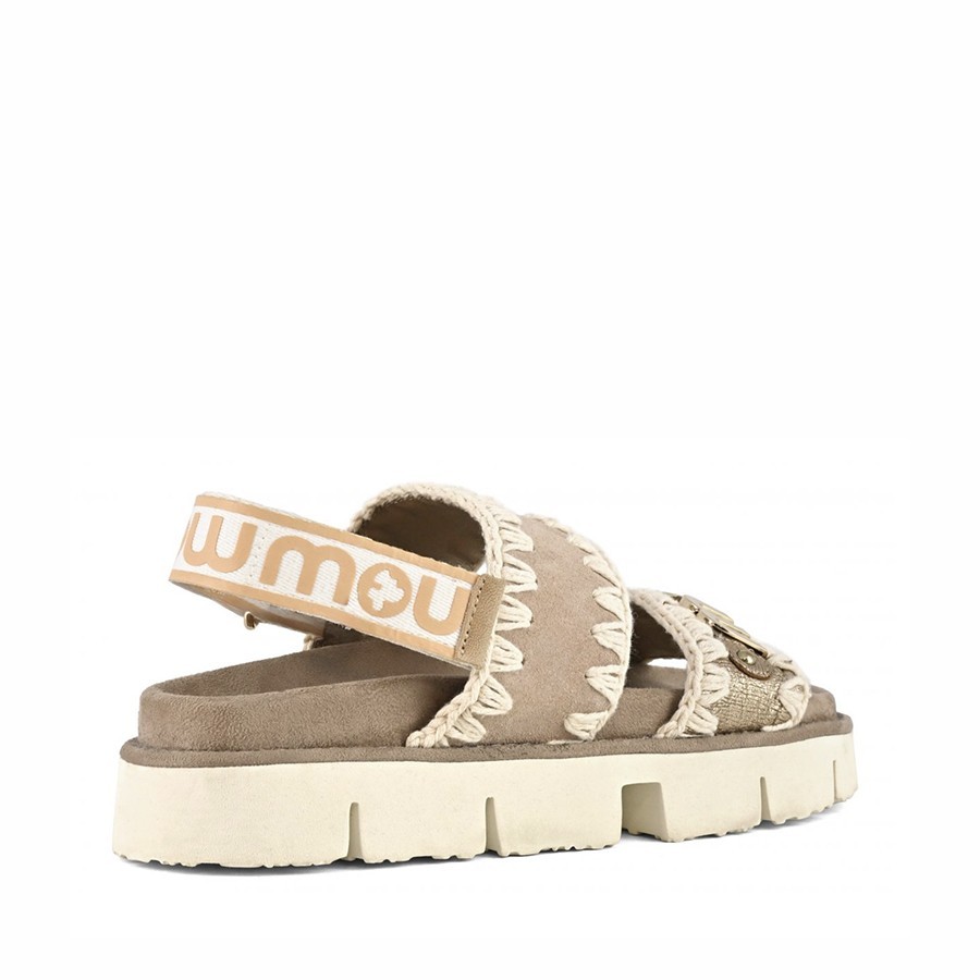 Mou  Bio sandal back strap Metallic Lizard Gold