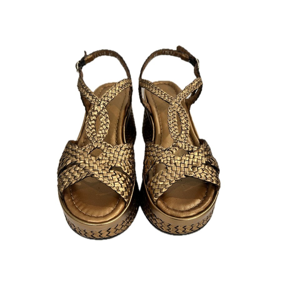 PONS QUINTANA sandalo LILLE in pelle intrecciata bronzo metal