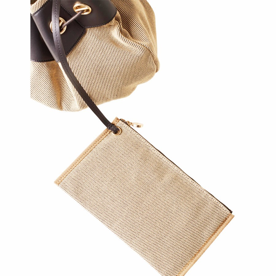 Borbonese Hobo Bag Large Collier Cotton Natural Ebony