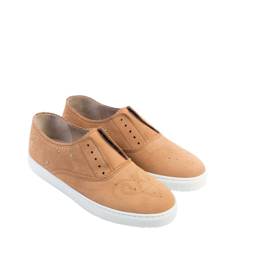 Sneakers donna F.lli Rossetti Hobo sport in suede noce  e borchie