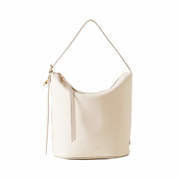 Borbonese medium bucket bag Prive Leather white cotton