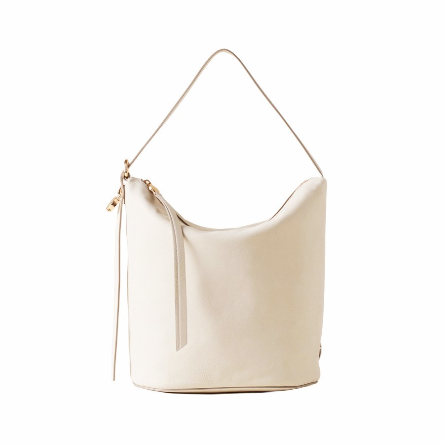 Borbonese medium bucket bag Prive Leather white cotton