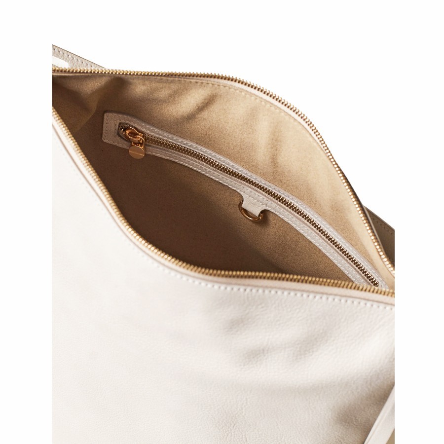 Borbonese medium bucket bag Prive Leather white cotton