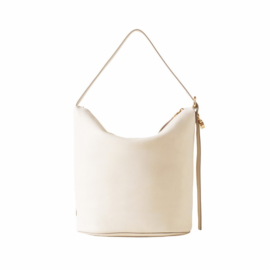 Borbonese medium bucket bag Prive Leather white cotton