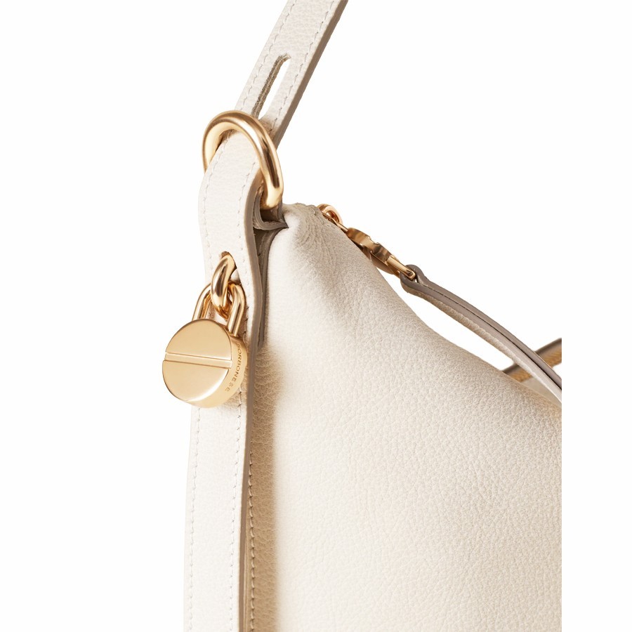 Borbonese medium bucket bag Prive Leather white cotton
