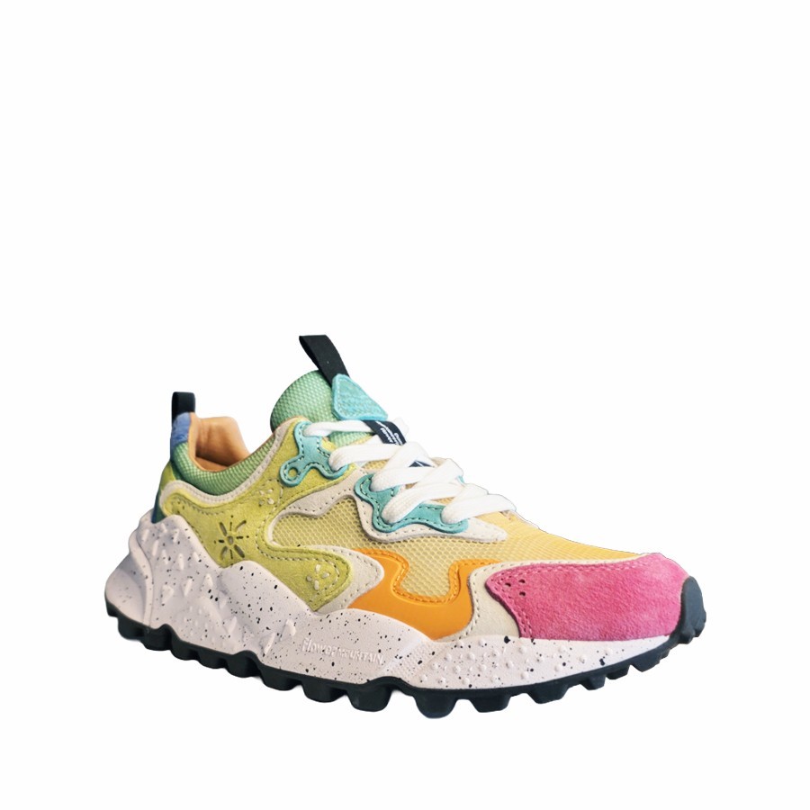 Flower mountain  sneakers woman Rulis suede Net Degrade fuchsia orange acid 1L14