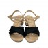 Roberto Festa ELYSSIA beige sandal with black frayed fabric and medium heel