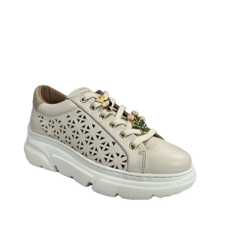 Stokton Street women's sneakers in panna perforated leather