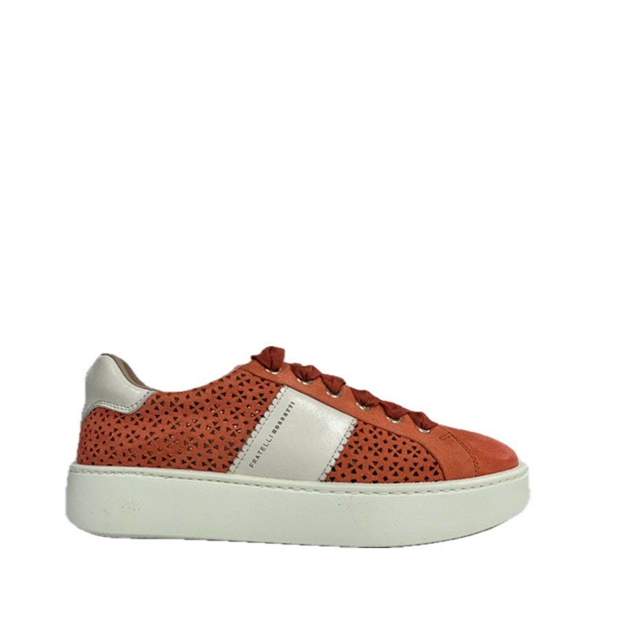 Women's sneakers F.lli Rossetti in orange perforated nubuck