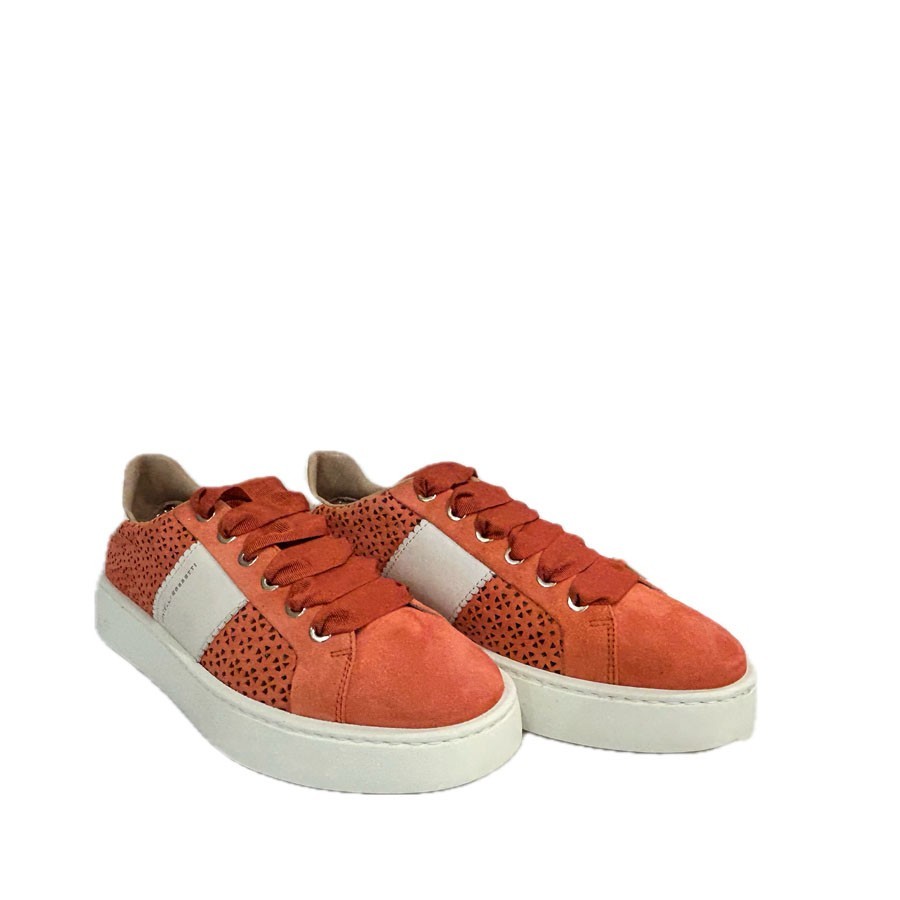 Women's sneakers F.lli Rossetti in orange perforated nubuck