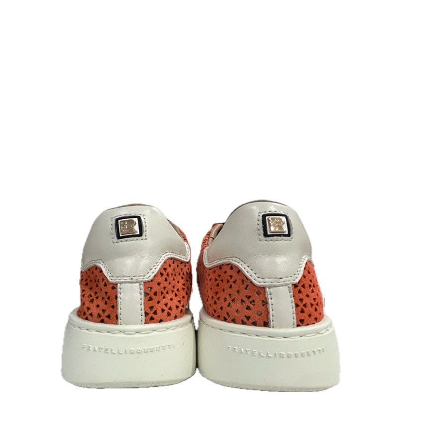 Women's sneakers F.lli Rossetti in orange perforated nubuck