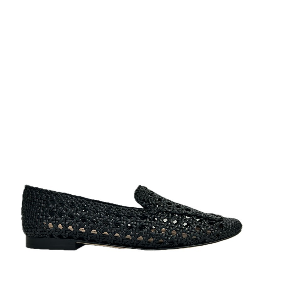 SOCKS TOSCANI women's loafer in black braided leather