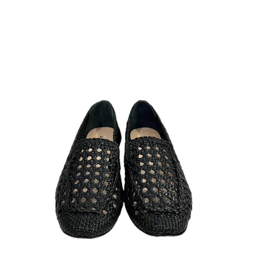 SOCKS TOSCANI women's loafer in black braided leather