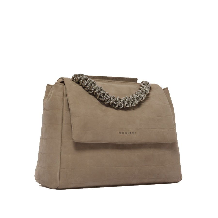 ORCIANI Sveva Twilight Midi shoulder bag in nubuck coconut print