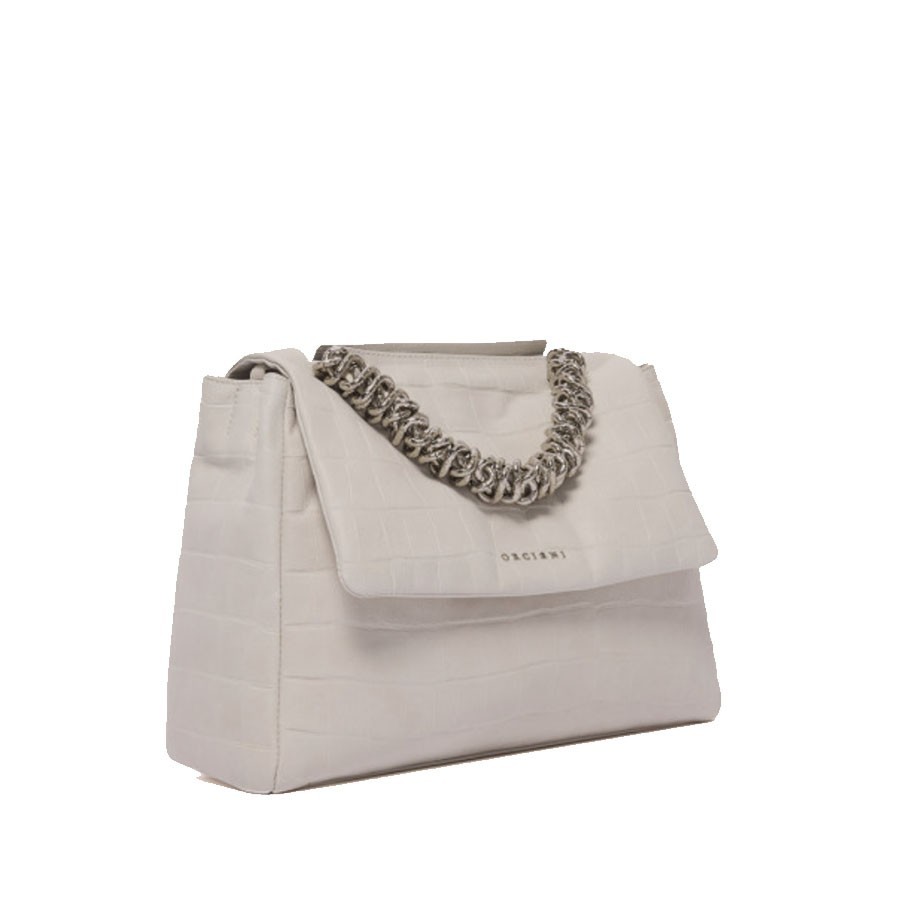 ORCIANI Sveva Twilight Midi shoulder bag in nubuck coconut print