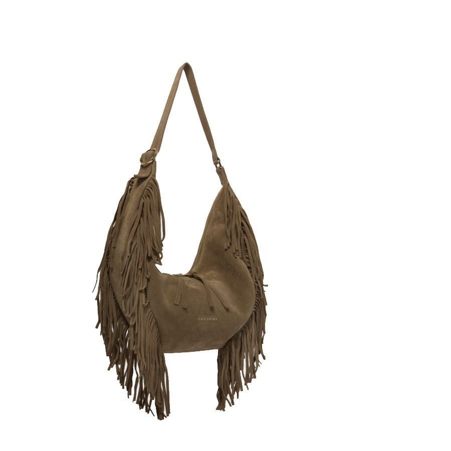 Borsa Isola Peach Fringe Small a spalla in suede