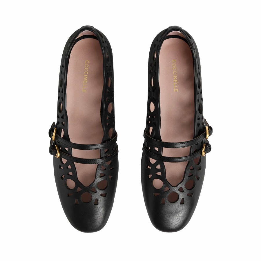 Coccinelle Risako women's ballerinas in black leather