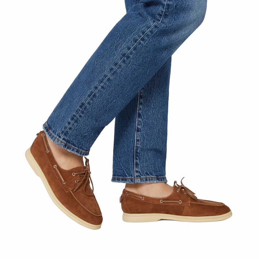 Coccinelle C-Cruise boat shoe in cognac suede