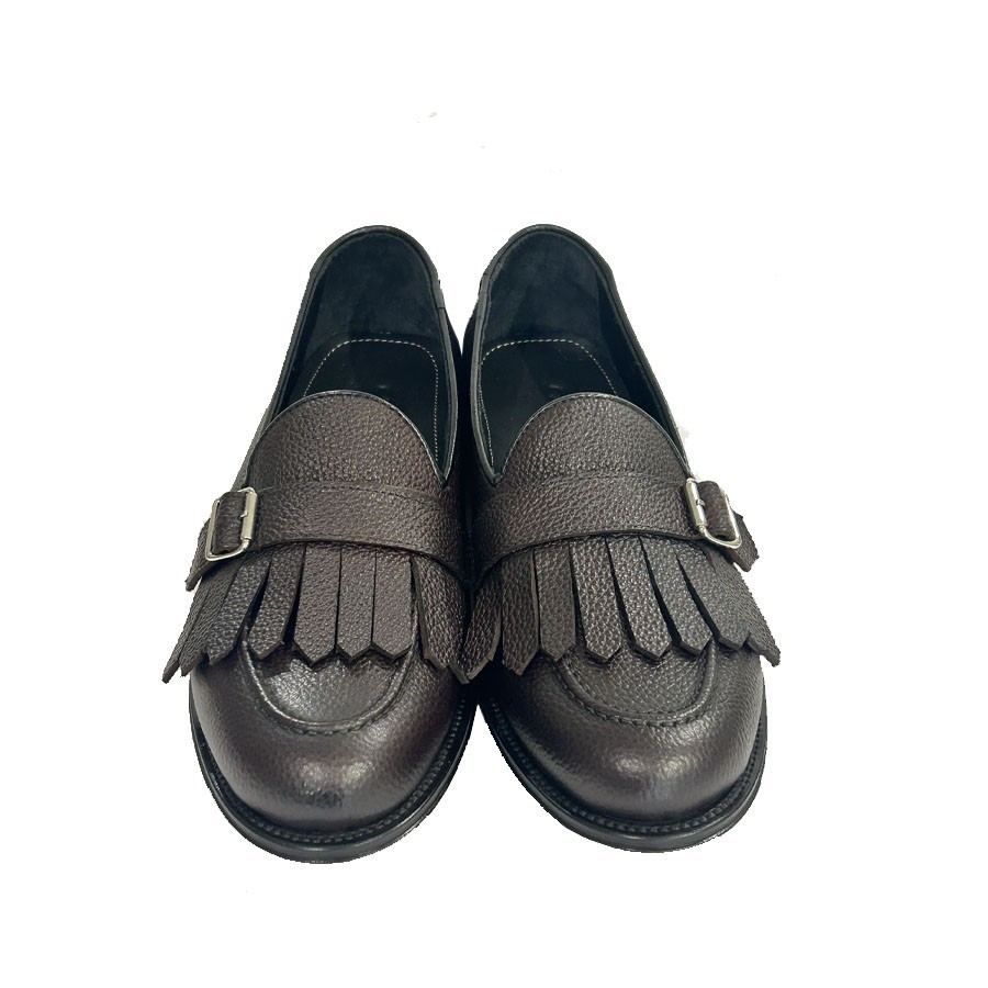 Men's loafer in brown bounced leather