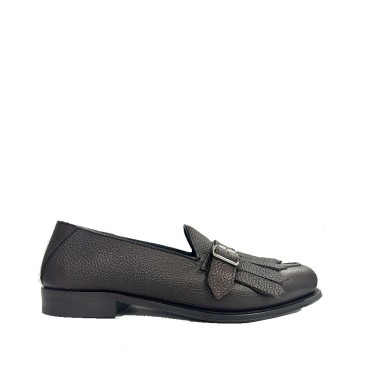 Men's loafer in brown bounced leather