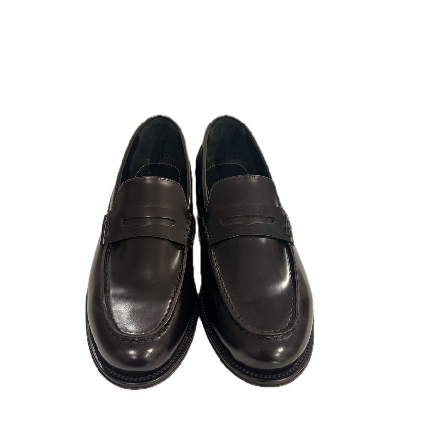 Men's moccasin in brushed burgundy leather