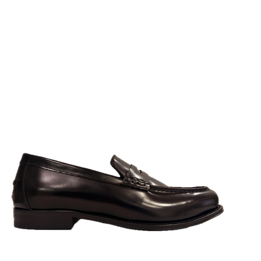 Men's moccasin in brushed burgundy leather