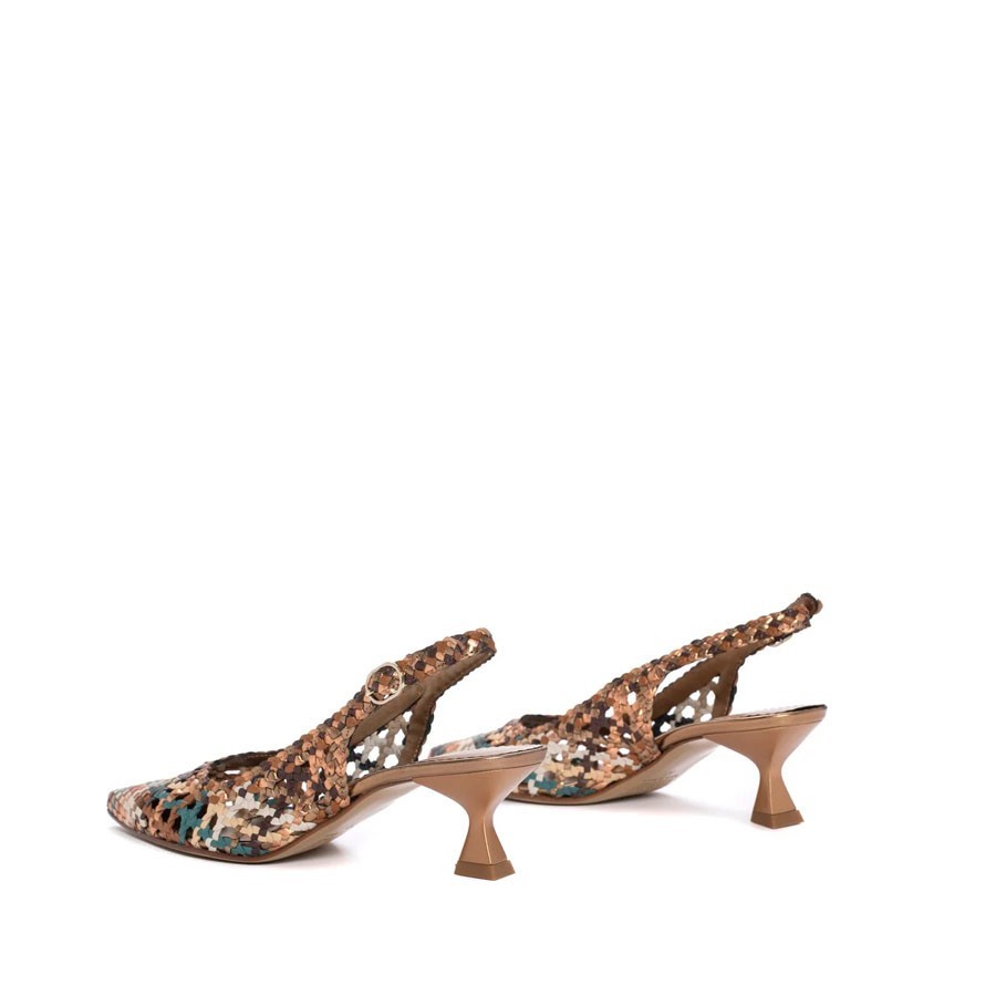 PONS QUINTANA slingback donna in pelle intrecciata bronzo multicolor