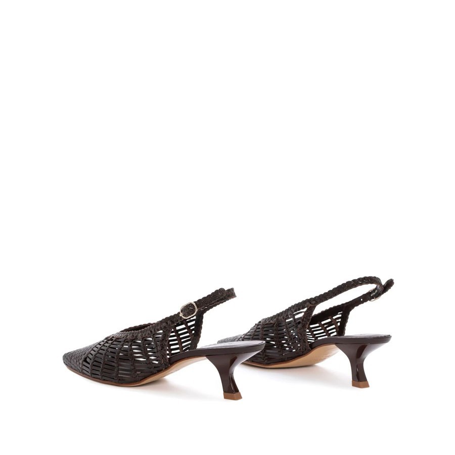 PONS QUINTANA slingback donna in pelle intrecciata caffe